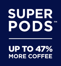 SUPER PODS: Up to 47% more coffee.